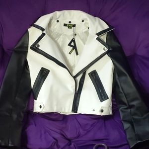 Rehab black and white pleather leather jacket